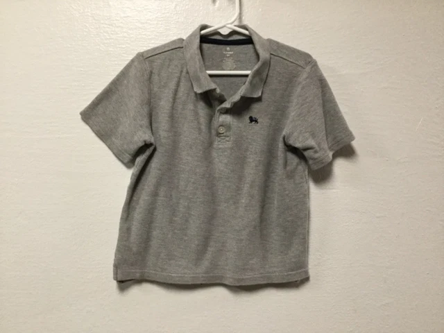 Old Navy Boy's Collared Pullover Shirt Size 5 T Gray Button Neck 115