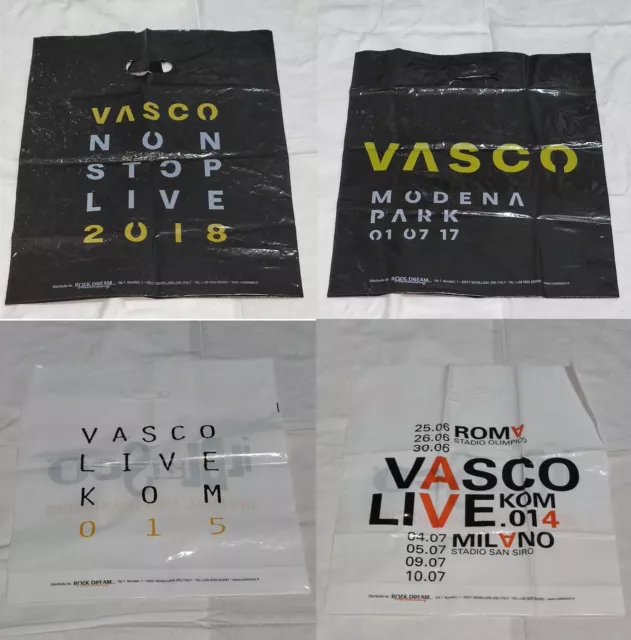 4 sacchetti buste Vasco Non Stop Live 2018 Live Kom 014 e 015 e Modena Park 2017