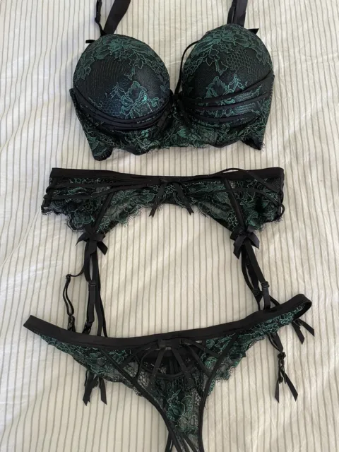 HONEY BIRDETTE MADAME Emerald set size 10DD (32DD) bra, S suspender and M  thong $140.00 - PicClick AU