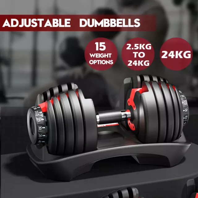 24kg Adjustable Dumbbell Dumbbells Set Weight Plates Home Gym Fitness Exercise