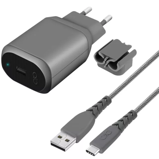 Kit Force Power Chargeur Secteur Rapide 2.4A + Câble USB-C vers USB Renforcé