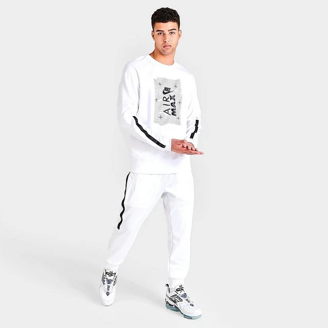 Nike Sportswear Air Max Men's Poly Crew Sweatshirt White/Black New Size XL