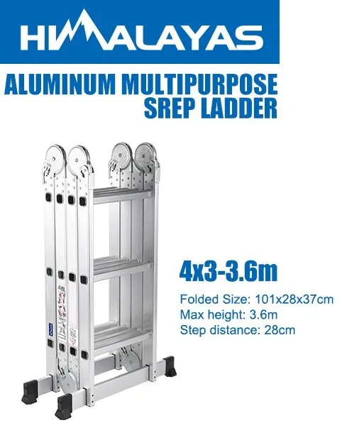 VIC Multi purpose Aluminium Alloy Folding Ladder Step Extension Scaffold 3.6M