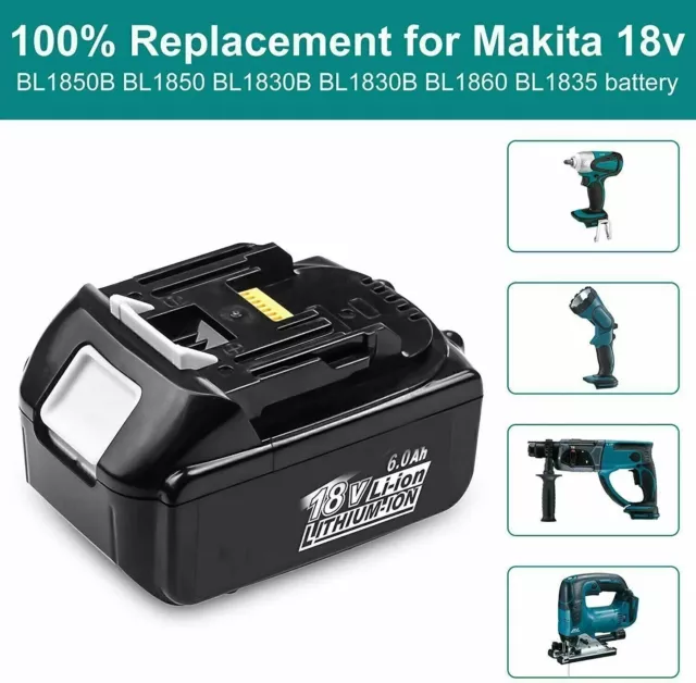 2 Batterie compatible Makita 18V 6.0Ah  BL1860 BL1850B BL1850 BL1840 BL1830 neuf 2