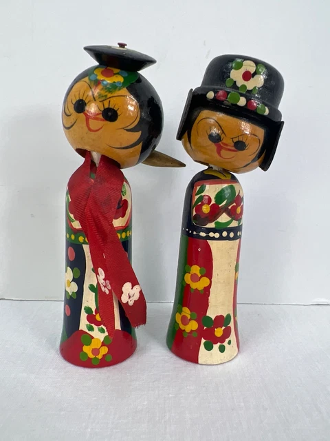 Vintage Korean Kokeshi Wedding Bride Groom Bobble Nodding Doll