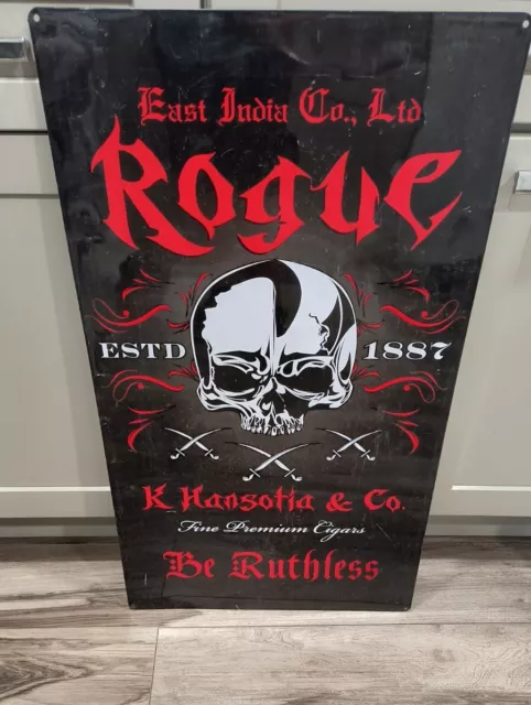 Rouge Premium Cigars Skull Metal Tin Cigar Store Sign East Indian Advertising
