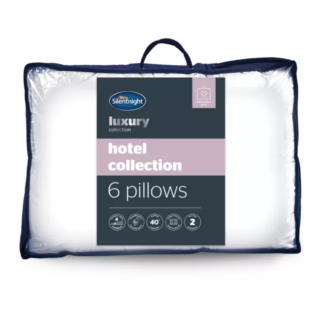 Silentnight Hotel Collection Pillows 6 Pack Luxury Hotel Quality Soft Back Side