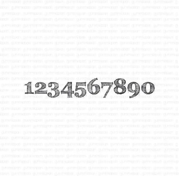 Gummiapan Gummistempel 20050207 - Gestrichelte Zahlen 1 - 9 Zahlenreihe Number