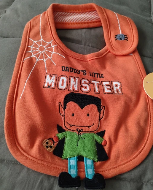 Carters Daddys Little Monster bib Frankenstein Cloth Baby Halloween Costume Bib