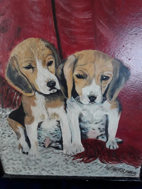 Tableau Portrait De Deux Chiens Chiots