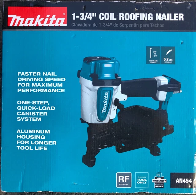 MAKITA PNEUMATIC 13/4 in Coil Roofing Nailer AN454 165.00 PicClick
