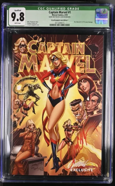 Captain Marvel #1 CGC 9.8 J Scott Campbell Variant C Cover Signed COA