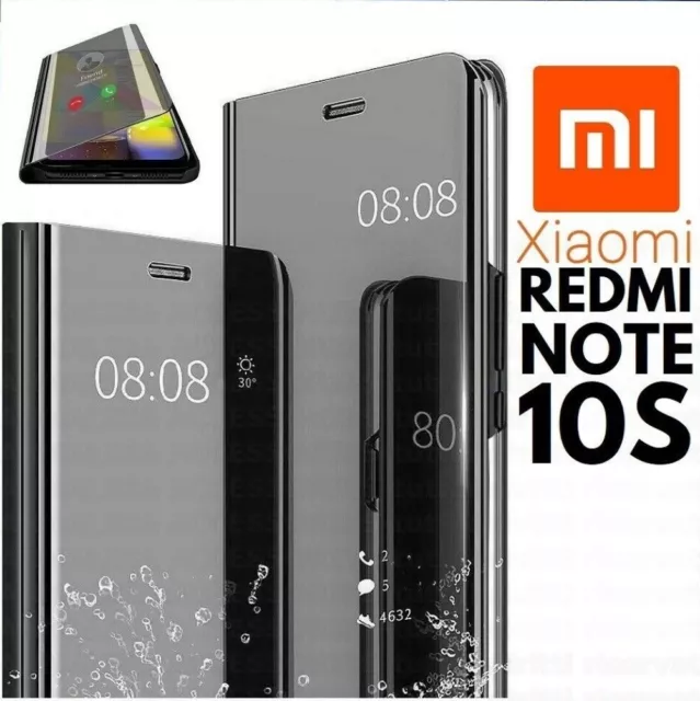 Pour XIAOMI REDMI NOTE 10S COQUE RABAT CLEAR VIEW HOUSSE ETUI FLIP CASE MIROIR