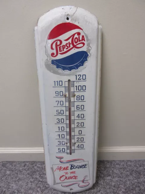 Vintage Advertising Pepsi Cola Soda  Metal Wall Thermometer   A-118