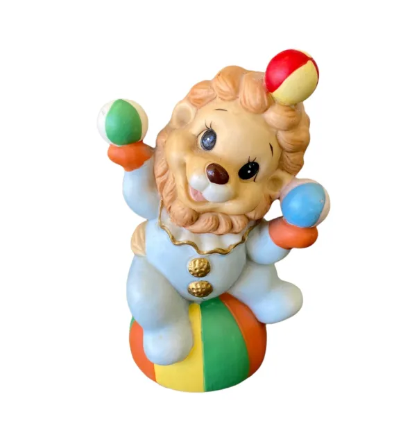 Homco Lion Clown on Ball Circus Vintage Figurine Juggle Cake Topper 3 1/2” 1423