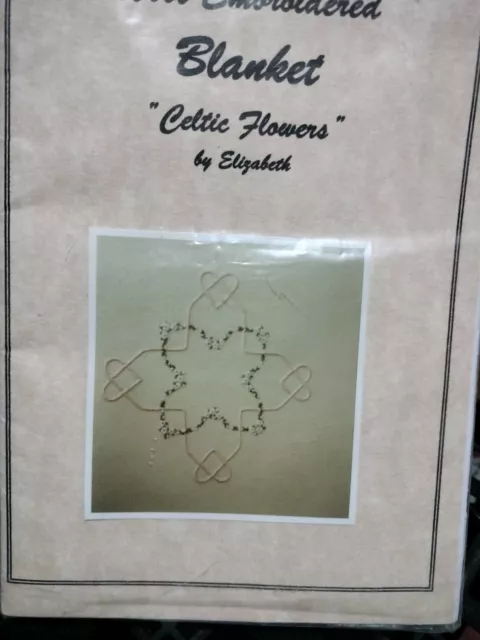 Wool Embroidered Blanket Celtic Flowers Embroidery Pattern by Elizabeth Vintage