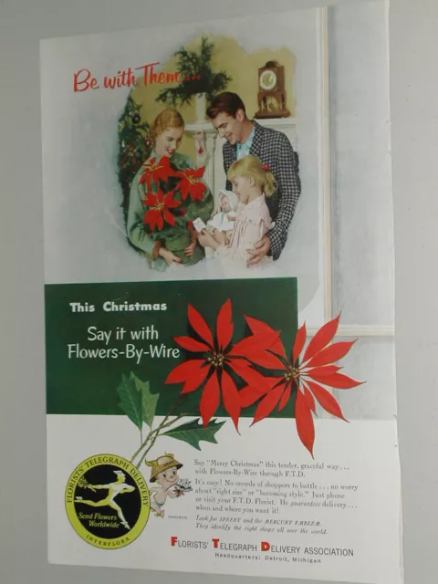 1953 FTD Florist ad, Speedy, Poinsettia, Christmas