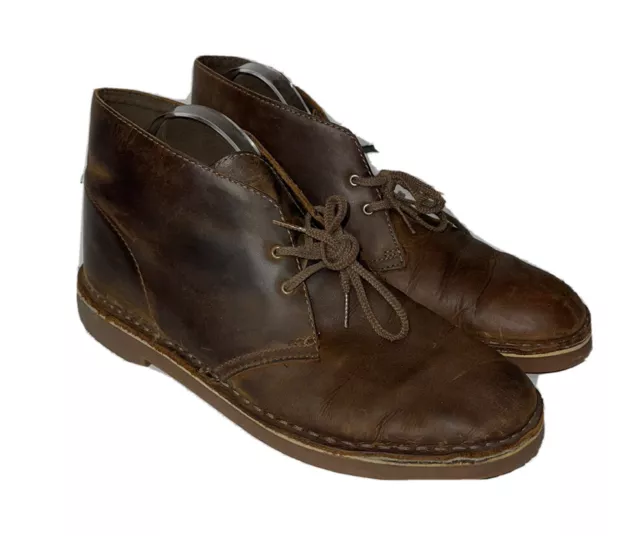 CLARKS BUSHACRE 2 Brown Leather Round Toe Lace Up Chukka Boots Men’s ...