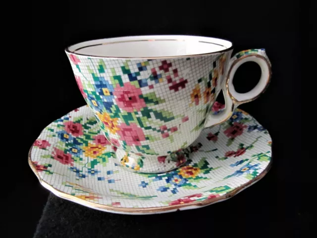 Vintage Chintz Queen Anne Cup And Saucer by Royal Winton