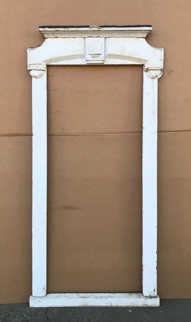 Antique VTG Shabby Greek Revival Pediment 44x90 Top Window Surround Old 284-23B
