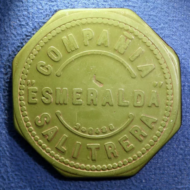 Chile nitrate mine token - Compania Esmeralda Salitrera, $1, Oficina Luisis