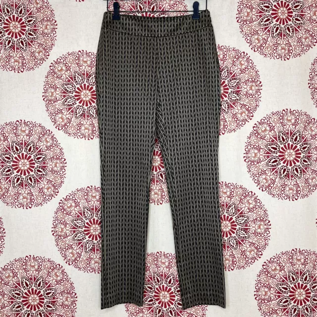 Nic + Zoe Brown Black Ankle Pants Trousers Size 2 XS Stretch Geometric Straight