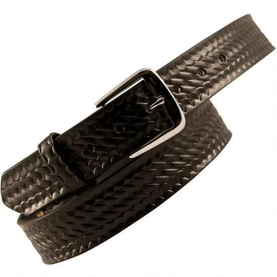 Boston Leather 6582 Off Duty Garrison Belt 38" Nickel Buckle Basket Weave