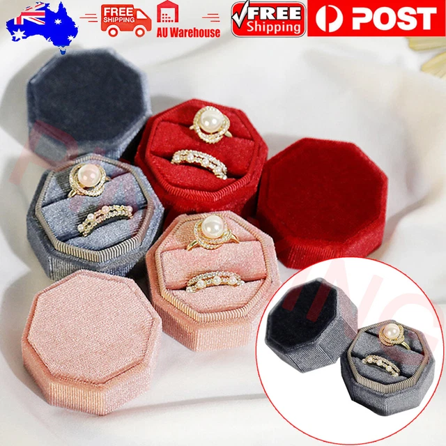 Velvet Jewelry Box Single/Double Slot Engagement Wedding Box Ring Display Case