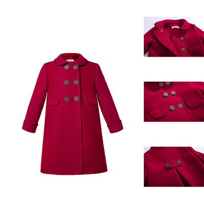 Girls Winter Casual Outerwear Jacket Coat For Children Long Sleeve Parka Red