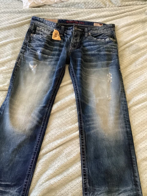 RIVET DE CRU ANDREW RELAXED STRAIGHT MEN'S DISTRESSED JEANS Size Tag 40x34