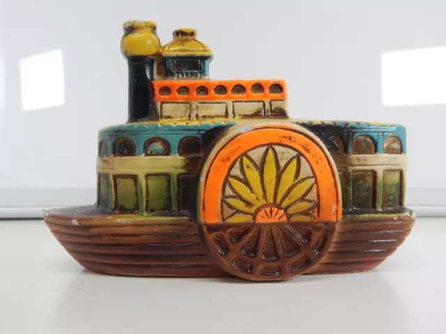 Vintage Ceramic Steamboat Coin Bank R. Dakin & Co. JAPAN 1970