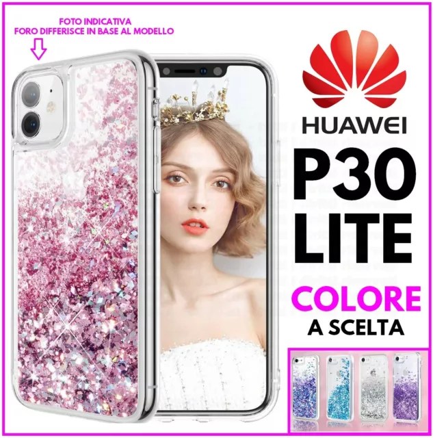 Cover Glitter Per Huawei P30 Lite Custodia Morbida Silicone Brillantini Rosa