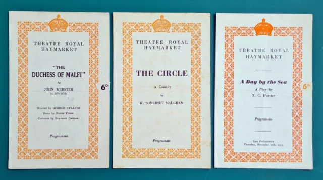 3 x SIR JOHN GIELGUD Theatre Royal Haymarket London programmes early 1950's