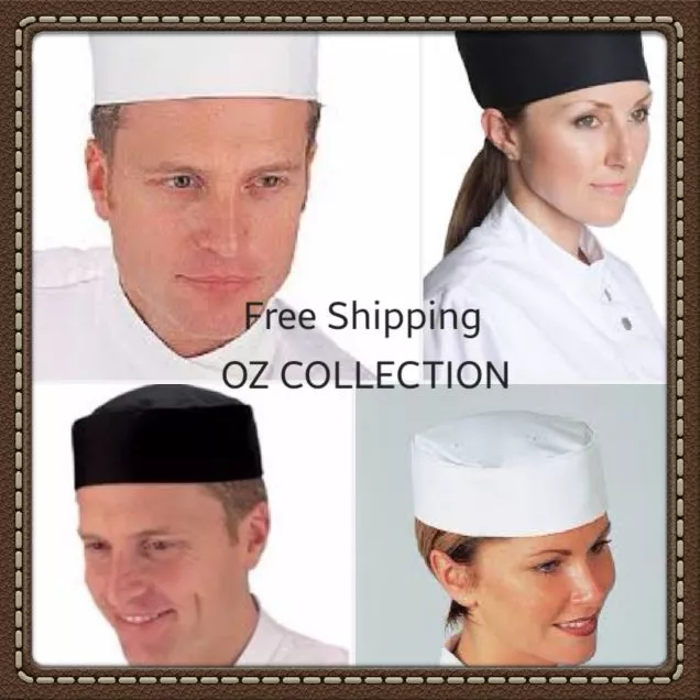 2020 NEW  2PCS Premium Chef Baker Scull Caps white Black Hats Fit Most ( 58cm)