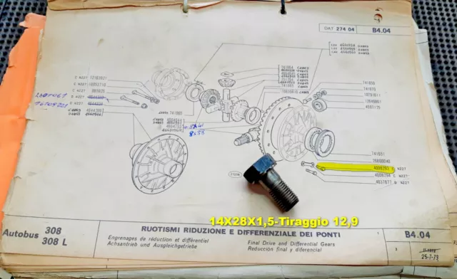 Autobus Fiat 308-308L- / Bullone Scatola Differenziale 4008293