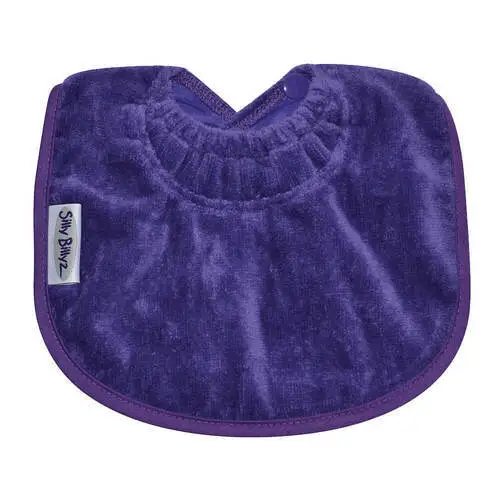 Silly Billyz Towel Biblet Purple Velour Cotton Front Waterproof Nylon Back
