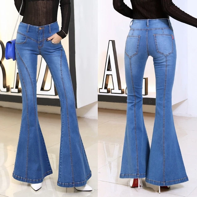JEANS DONNA PANTALONI a Zampa Larghi Sotto Woman Denim Jeans