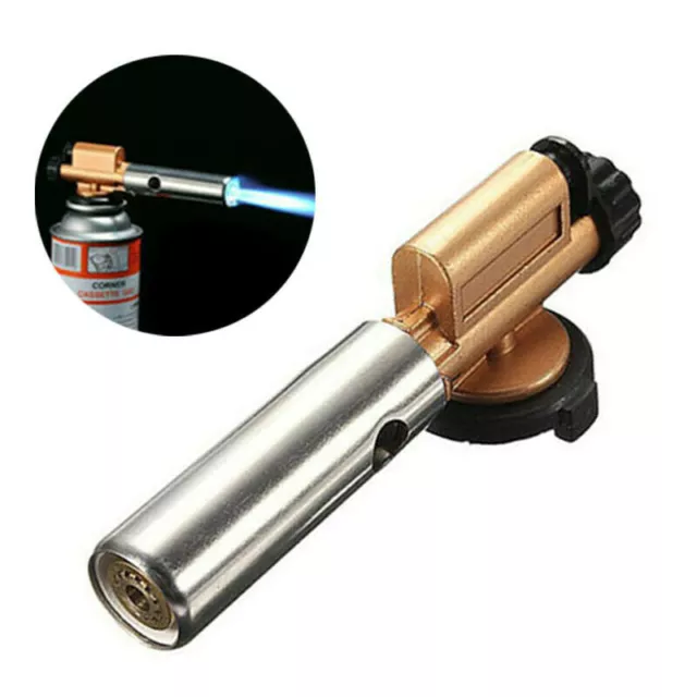 Butane Gas Blow Torch Camping BBQ Flame Fire Gun Metal Body Welding Soldering