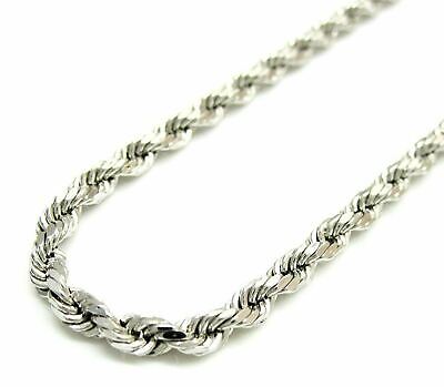 Solid 925 Sterling Silver Italian Rope Chain Mens Necklace 4.5mm - Diamond Cut