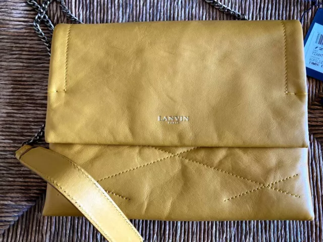 Lanvin Paris Quilted Sugar Yellow Mini Lambskin Crossbody Bag NWT 3