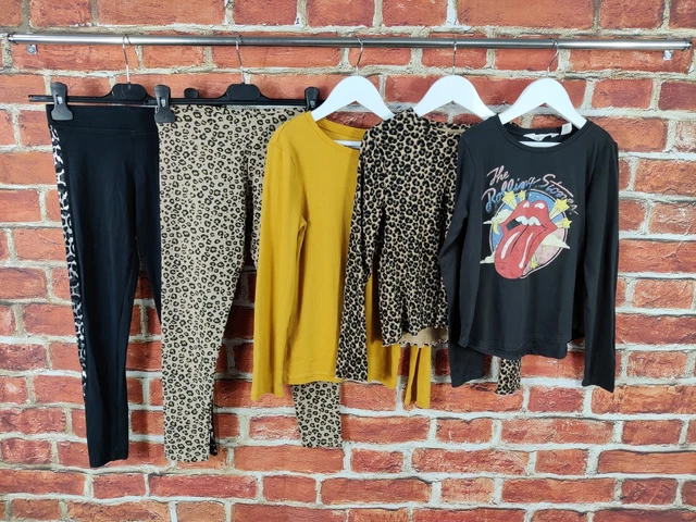 Girls Bundle Age 9-10 Years Next M&S H&M Leggings T-Shirts Leopard Print 140Cm