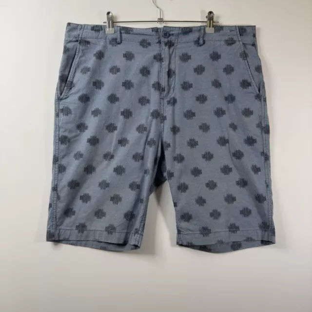 Denim Company Chino Shorts Size 36” Waist Blue Dotted Pattern Slash Pockets Mens