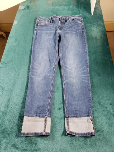 White House Black Market Jeans Sz 6 Womens Blue Pants Slim Crop Stretch Ladies