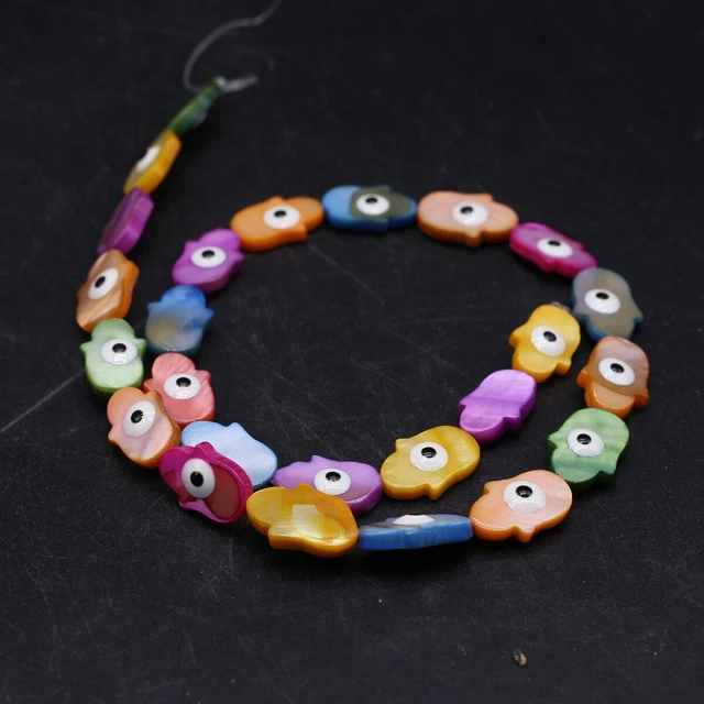 Colorful Natural Shell Evil Eye Turkish Eye Palm Loose Beads for Jewelry Making