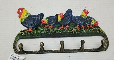Rooster Chickens Hen Cast Iron Wall Hooks