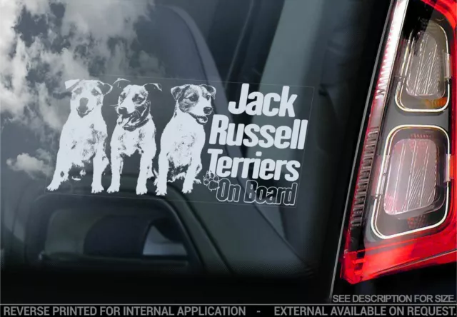 Jack Russel Terriers Car Sticker - Dog On Board Bumper Window Decal Sign V05