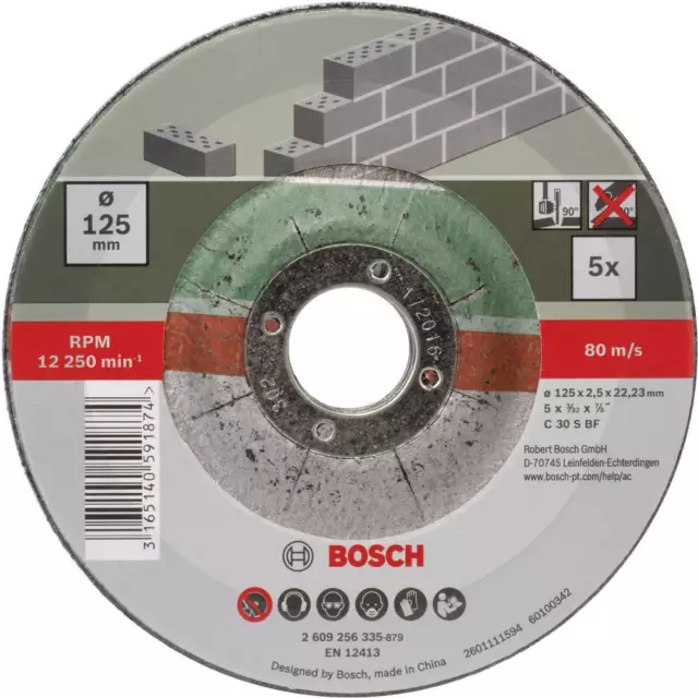 Set de disques à tronçonner à moyeu déporté pour la pierre, 5 pcs Bosch