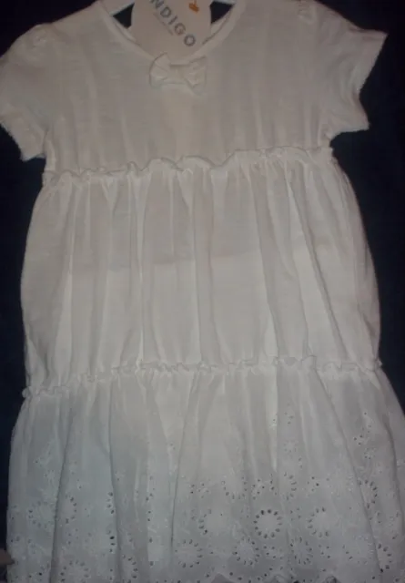 Bnwt Baby Girl's White Summer Dress With Pants Set Age 6-9 Months M&S