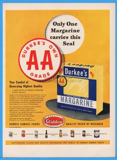 1951 Durkees Famous Foods Margarine AA Grade Glidden Products Print Ad