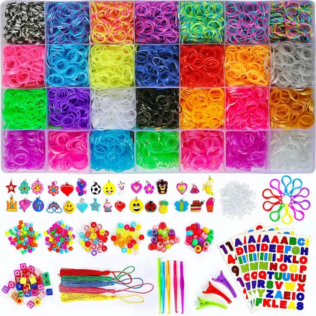 12100+ Colorful Rubber Bands Refill Loom Kit Organizer for Kids Bracelet Weaving
